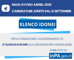 MAXI-AVVISO ASMEL 2025: CANDIDATURE APERTE DAL 15 SETTEMBRE