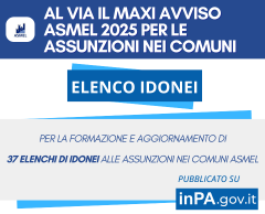 AL VIA IL MAXI AVVISO ASMEL 2025 PER LE ASSUNZIONI NEI COMUNI